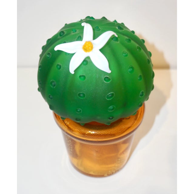 1990 Italian highly collectible glass cactus plant of limited edition, entirely handcrafted in Murano, signed Formia, with...