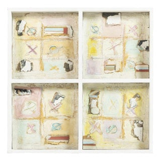 Rui Aguiar, Composition, 1980s, Acrylic on Cardboard on Wood For Sale