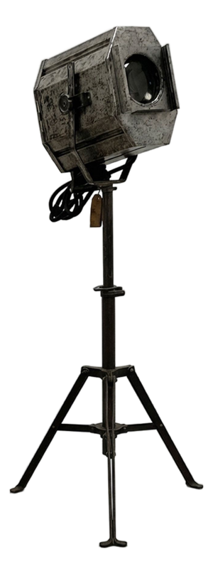 Vintage Industrial Theatre Spotlight on Tripod by William Joseph Furse, 1920s