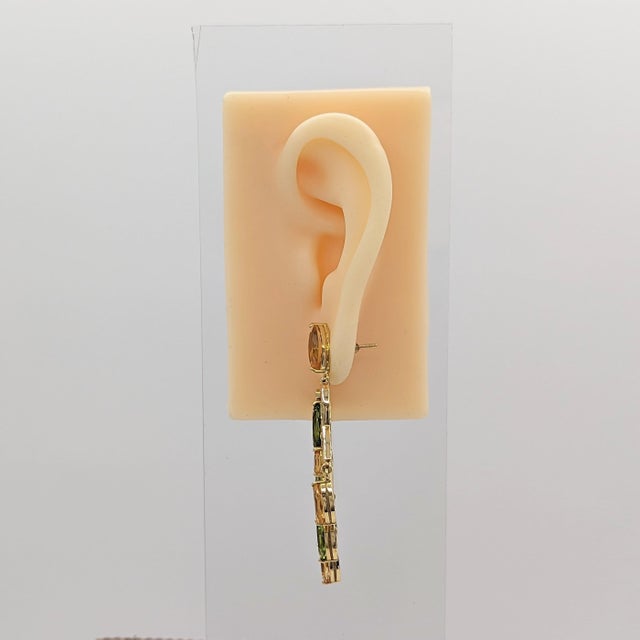 Contemporary Citrine, Peridot, and White Diamond Chandelier Earrings in 18K Yellow Gold - A Pair For Sale - Image 3 of 6