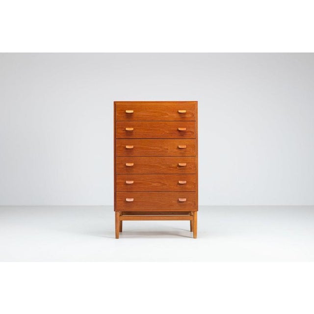 A beautifully crafted model f17 chest of drawers designed by poul m. Volther and produced by fdb møbler in denmark during...