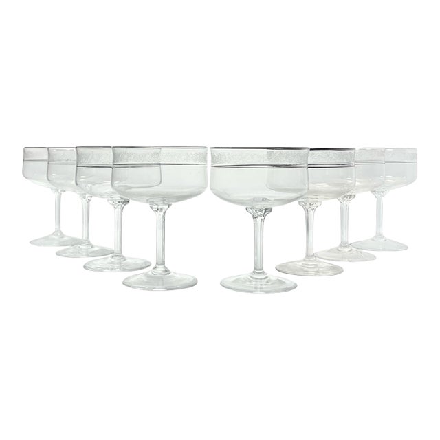 1970s Lenox “Moonspun” Coupe Champagne Glasses - Set of 8 For Sale