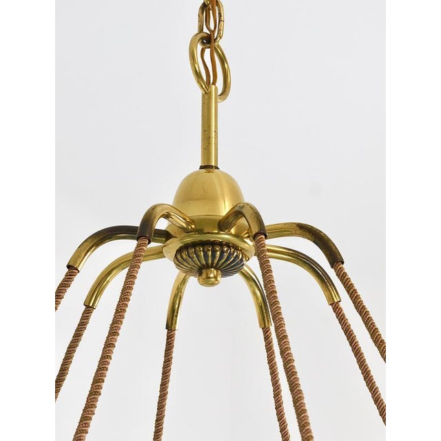 Beige Large Viennese Modernism Curved Brass Wave Chandelier by Hugo Gorge, 1940s For Sale - Image 8 of 18