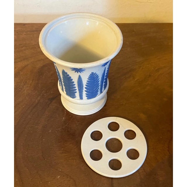 Antique Early 19th Century Wedgwood Smear Glaze Jasperware Flower Frog or Pot Pourri Vase and Cover For Sale - Image 4 of 13