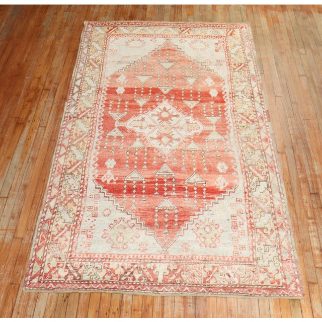 Asian Antique Vintage Melon Color Turkish Anatolian Rug For Sale - Image 3 of 8