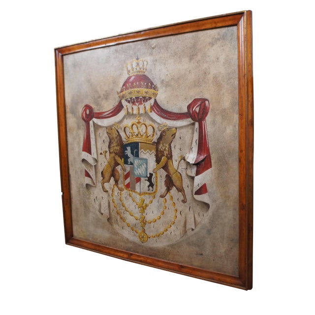 Realism Trevor James Stemma Coat of Arms Heraldic Crest Bavaria Oil Painting 44" For Sale - Image 3 of 12