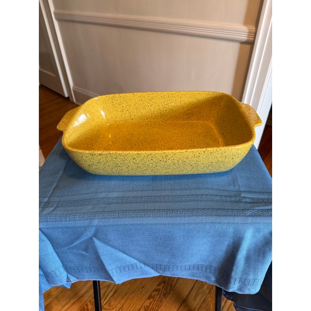 This beautiful vintage stoneware baking dish was made in Portugal and features a warm yellow finish in a traditional...
