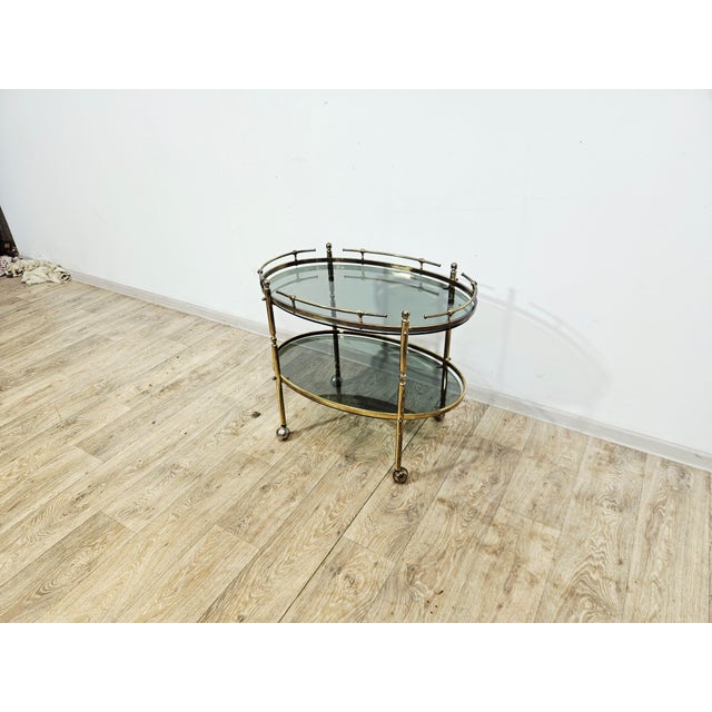 Vintage French Brass Serving Bar Cart, 1960s For Sale - Image 11 of 18