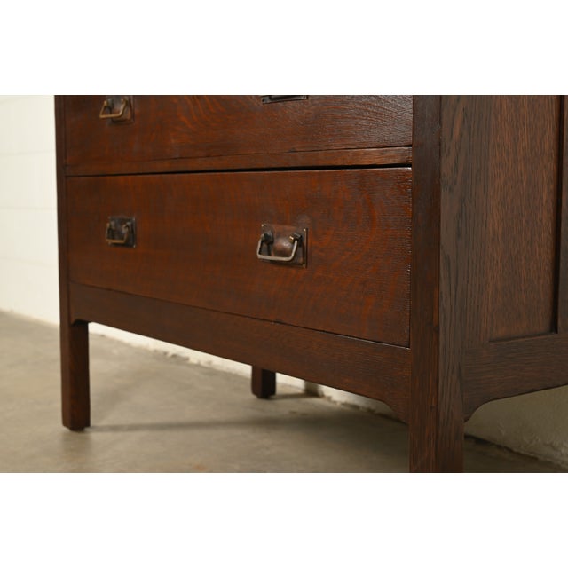 Stickley Brothers Antique Mission Oak Arts & Crafts Dresser With Mirror, Circa 1910 For Sale - Image 11 of 17