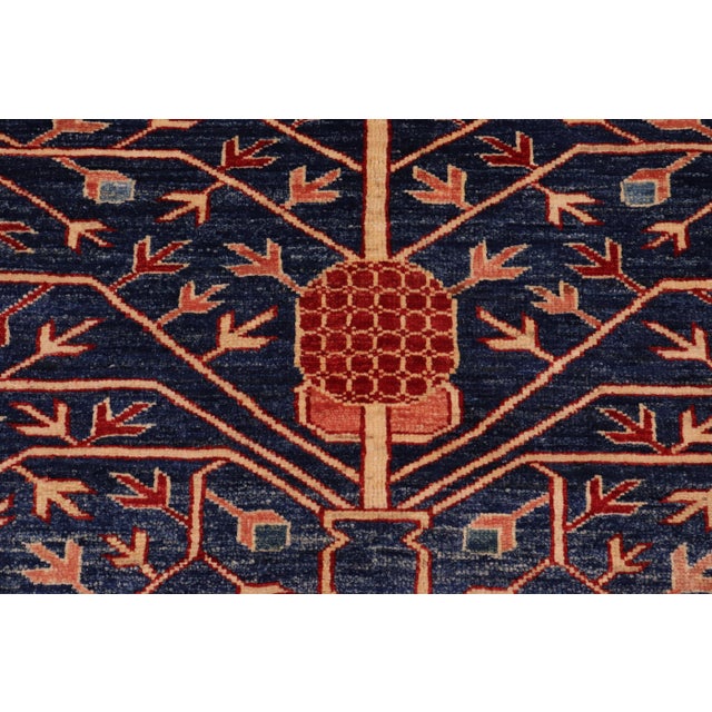 Textile Bohemian Super Kazak Blue/Red Wool Rug - 7'0'' X 7'8'' For Sale - Image 7 of 8