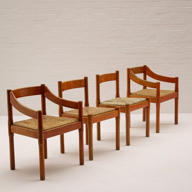Red Carimate Dining Table and Chairs by Vico Magistretti for Cassina, 1960s, Set of 5 For Sale - Image 3 of 10