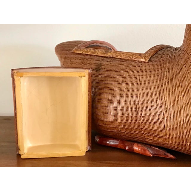 Wood Mid-Century Shanghai Collection Wicker Duck For Sale - Image 7 of 13