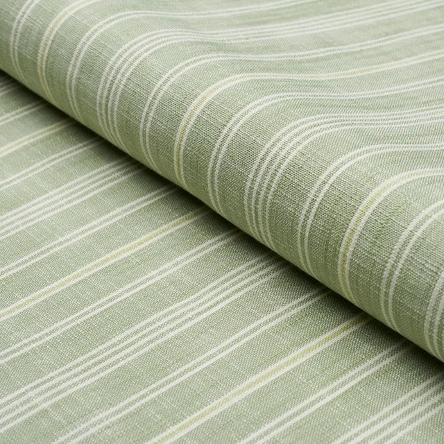 Schumacher Schumacher X Mark D. Sikes Lucy Stripe Fabric In Leaf Green For Sale - Image 4 of 5