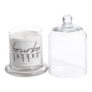 Bourbon Pepper Scented Candle Jar with Glass Dome For Sale