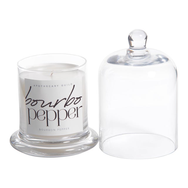 Bourbon Pepper Scented Candle Jar with Glass Dome For Sale