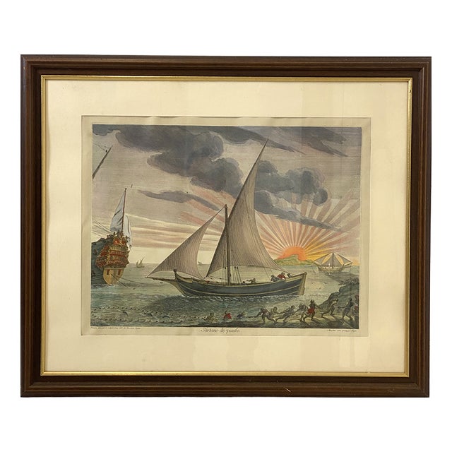 Mortier Jaillot, Boat, Fishing Tartane, The Neptune François, 1700s, Engraving, Framed For Sale