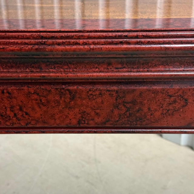 1980s Henredon Burl Faux Tortoiseshell Ming Console Table For Sale - Image 15 of 16