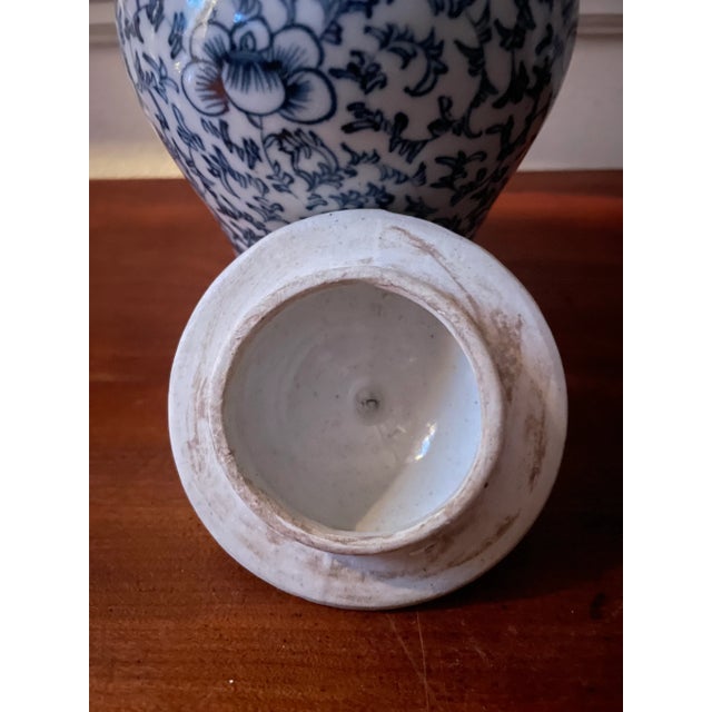 Petite Blue and White Chinese Porcelain Temple Ginger Jar For Sale - Image 4 of 11
