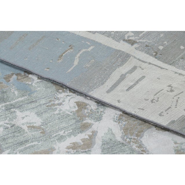 Rug & Kilim’s Distressed Contemporary Floral Rug, in Gray & Blue Hues For Sale - Image 12 of 12