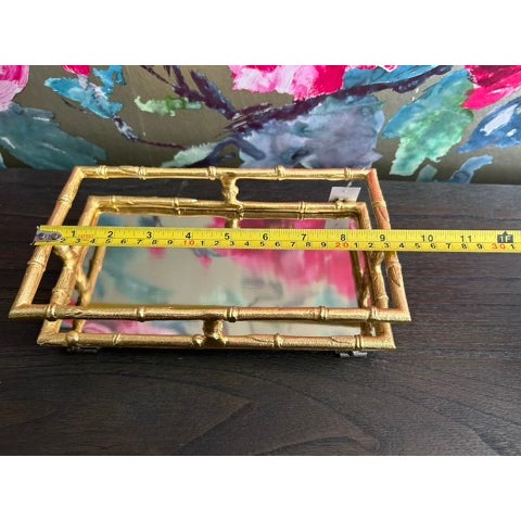 Metal Gold Bamboo Napkin / Towel Tray For Sale - Image 7 of 7
