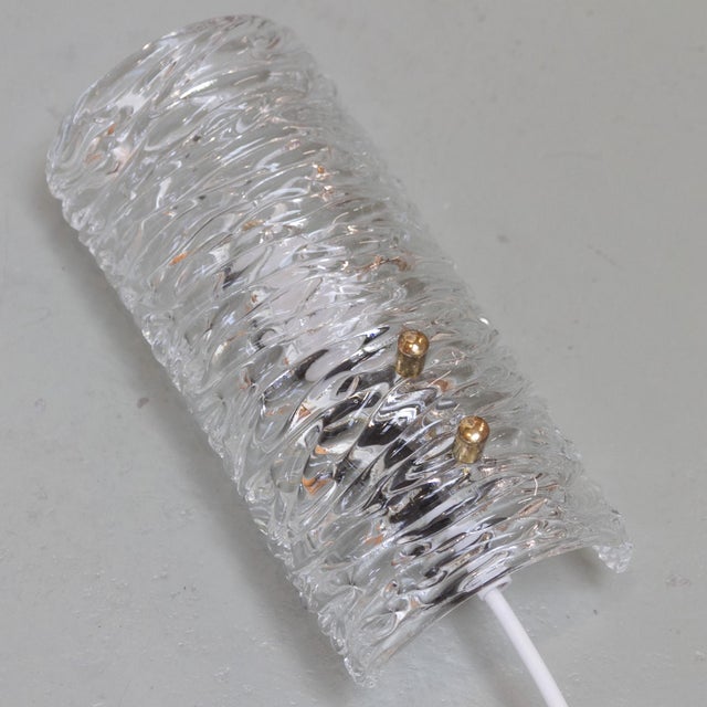 Mid-Century Swedish Glass and Brass Sconce attributed to Carl Fagerlund for Orrefors, 1960s For Sale - Image 15 of 15