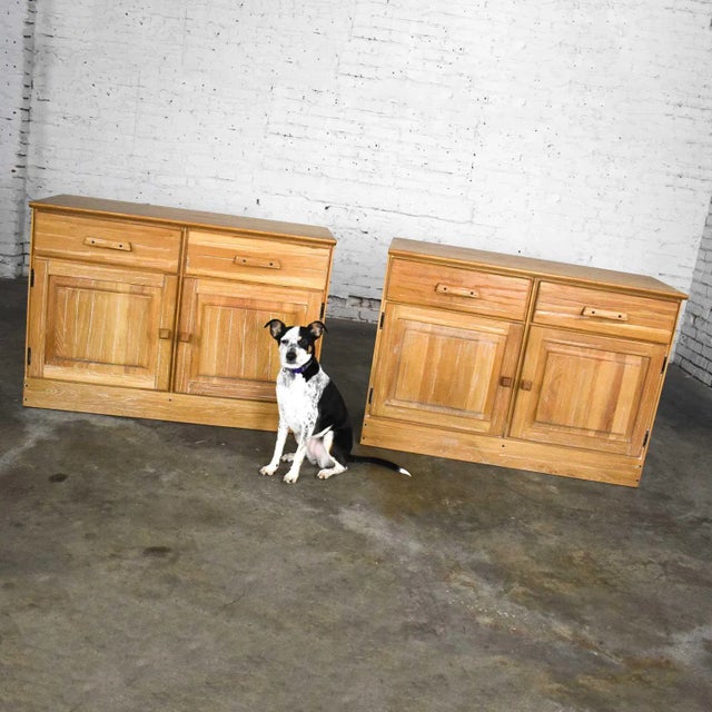 Mid 20th Century Mid 20th Century Rustic Small Credenzas or Buffet Cabinets Ranch Oak by A. Brandt Company, a Pair For Sale - Image 5 of 13
