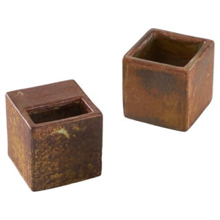 Mid-Century Geometrical Mobach Pottery Vases, 1950s, Set of 3 For Sale