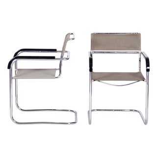 Czech Bauhaus Chrome Armchairs attributed to Marcel Breuer for Thonet, 1930s, Set of 2 For Sale