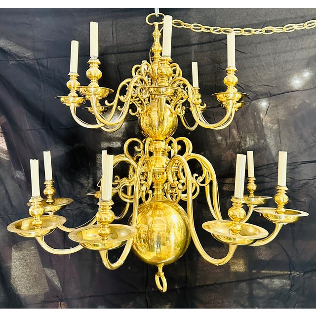 Antique 17th Century Dutch Brass 16-Light Cannonball Chandelier For Sale - Image 12 of 12
