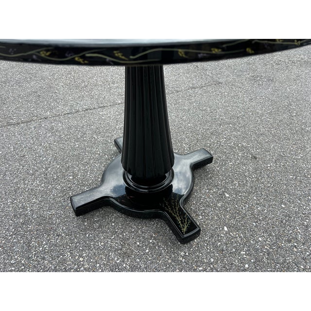 Black Vintage Black and Gold Lacquered Table in the Style of Mauro Oliveira For Sale - Image 8 of 10