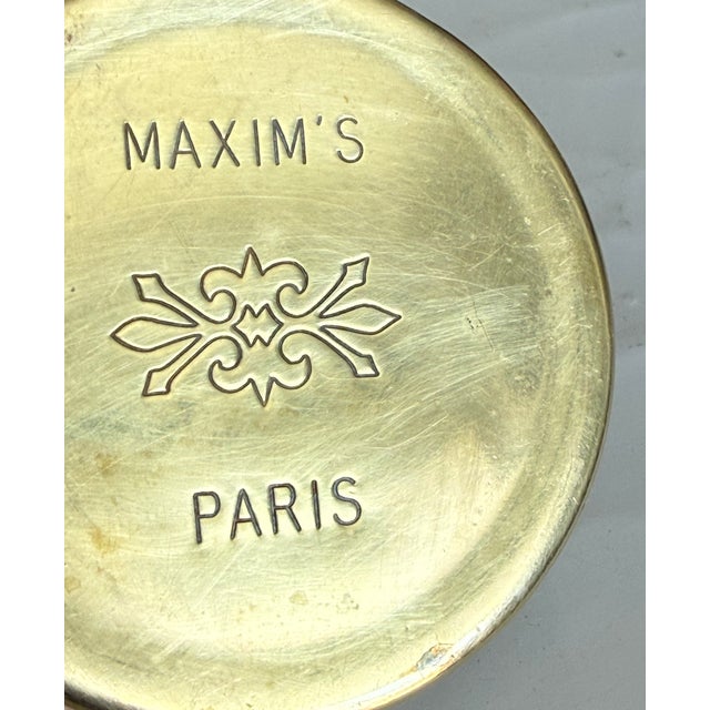 Art Nouveau Maxim's Paris Restaurant Brass Round Lidded Box For Sale - Image 3 of 8
