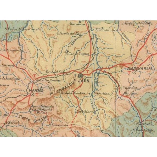 This original antique map displays the province of Jaén, located in the autonomous community of Andalusia in southern...