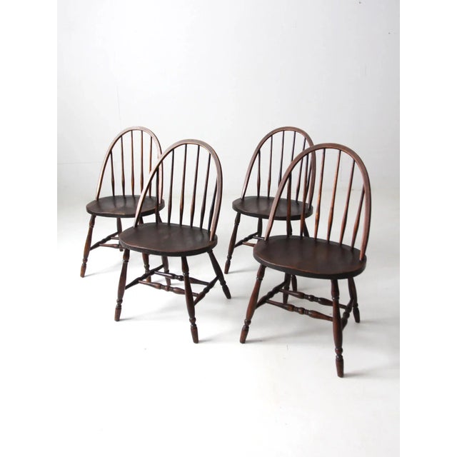 Farmhouse Antique Windsor Dining Chairs Set of 4 For Sale - Image 3 of 13