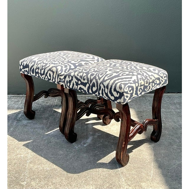 Vintage Carved Wood Low Stools - A Pair For Sale - Image 12 of 12