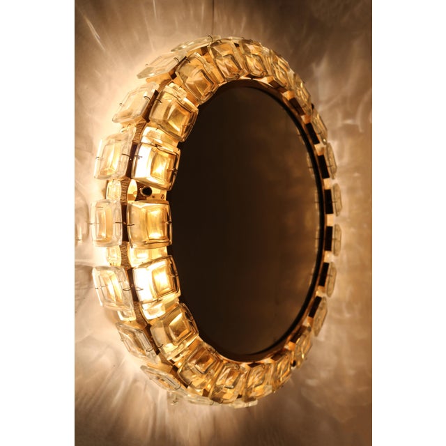 Palwa Illuminated Mirror Crystal Glass / Brass Diameter 49cm Depth 8cm Good condition with only slight signs of wear...