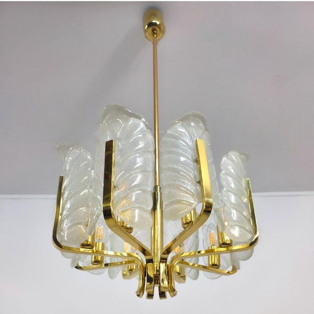 Murano Glass Leaf and Brass 8-Light Chandelier by Carl Fagerlund for JBS For Sale - Image 5 of 13