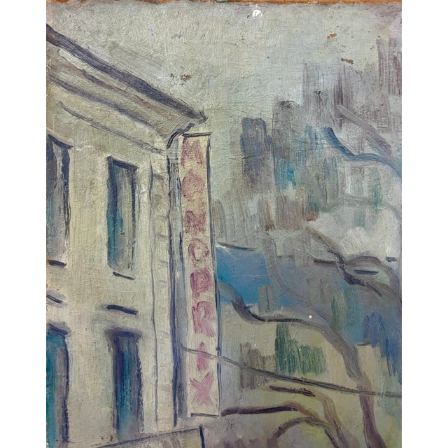 Mid-Century Modern Early Paris, France Painting of Monoprix Store and a Park For Sale - Image 3 of 7