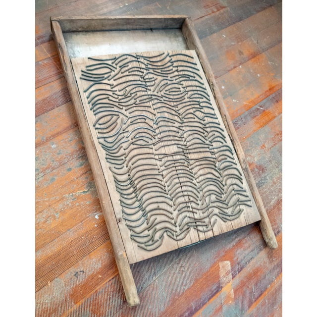 19th Century Folk Art Primitive Wood and Wire Washboard For Sale - Image 4 of 13