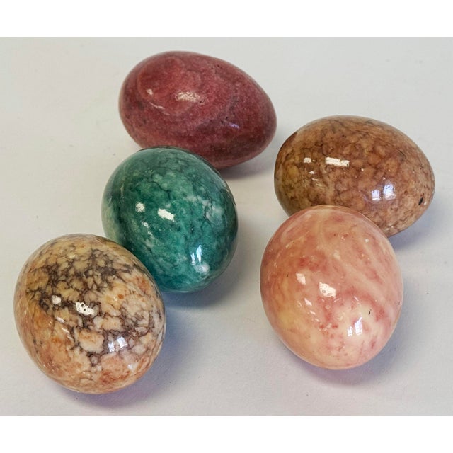 Vintage Polished Natural Stone Eggs, Set of 5 For Sale - Image 4 of 9