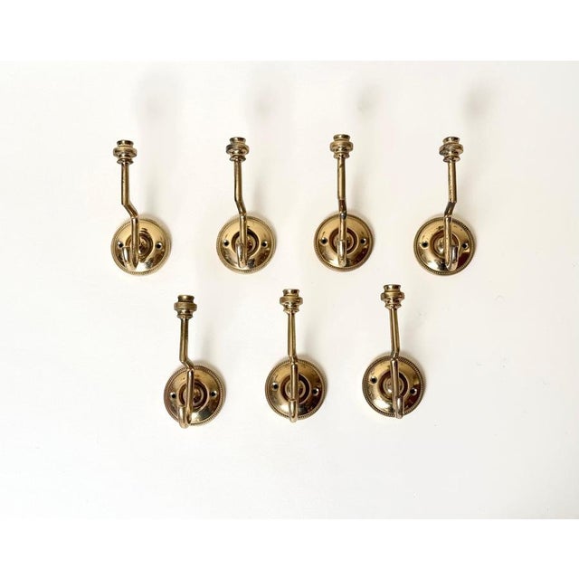 1970s Hollywood Regency Brass Wall Coat Hooks, 1970s, Set of 7 For Sale - Image 5 of 12