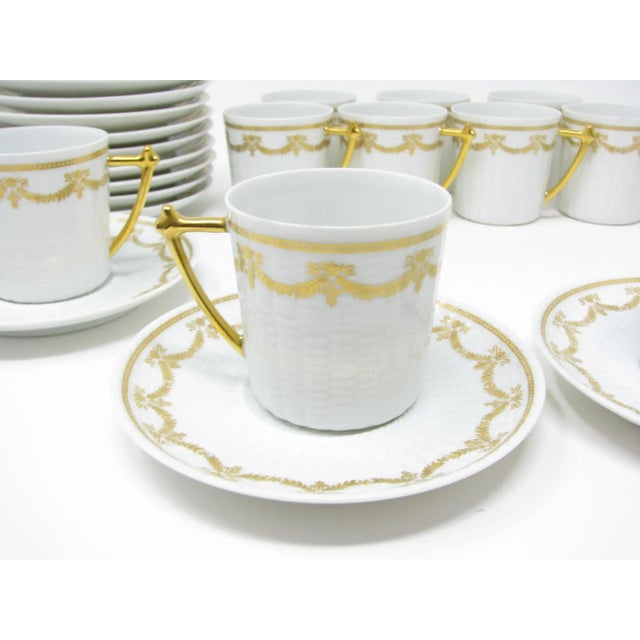 French Vintage Robert Haviland & C. Parlon Limoges Porcelain Demitasse Tea or Coffee Set With Gold Decoration - 24 Pieces For Sale - Image 3 of 13