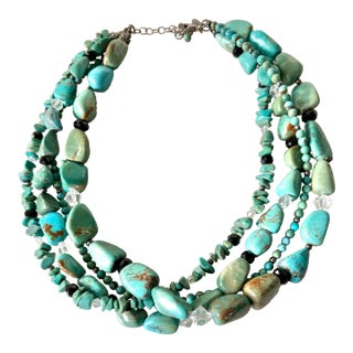 Multi Strand, Turquoise Vintage Necklace For Sale