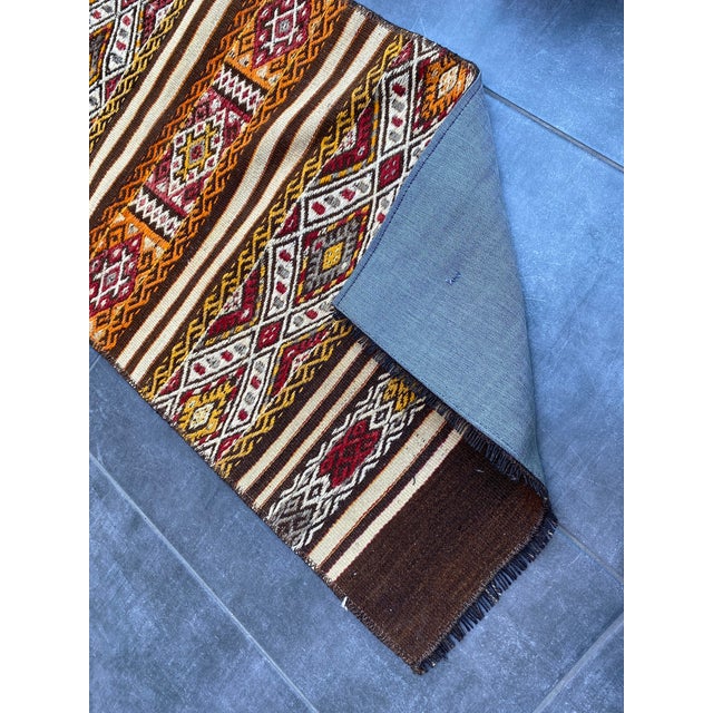 Orange Vintage Kurdish Handmade Small Rug For Sale - Image 8 of 9