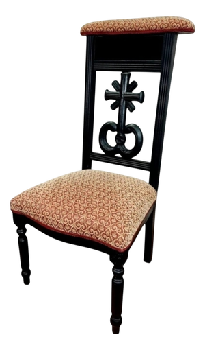 Antique French Prie-Dieu Prayer Chair with Carved Cross, 1890s