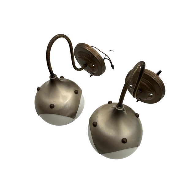 1960s Vintage Mid-Century Modern Tulip Glass Wall Sconces, Pair For Sale - Image 5 of 11