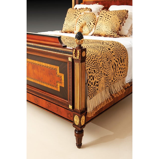Handcrafted in Italy, this Empire Style king-size bed features striking myrtle burl veneer panels framed by elegant...