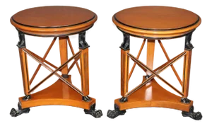 Pair of Egyptian Revival French Empire Ebonized Birch Figural End Tables