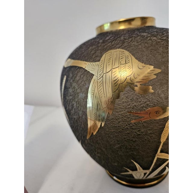 Brown Vase in Gilded Etched Glass by Alfred Taube, Germany, 1960s For Sale - Image 8 of 12