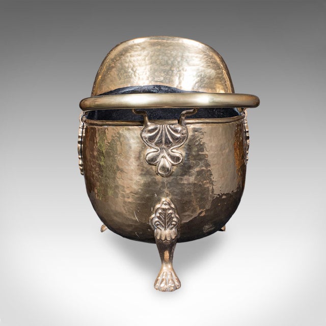 Antique Fireside Coal Bucket, English, Brass, Fireplace Scuttle, Keeper, Regency For Sale - Image 4 of 11