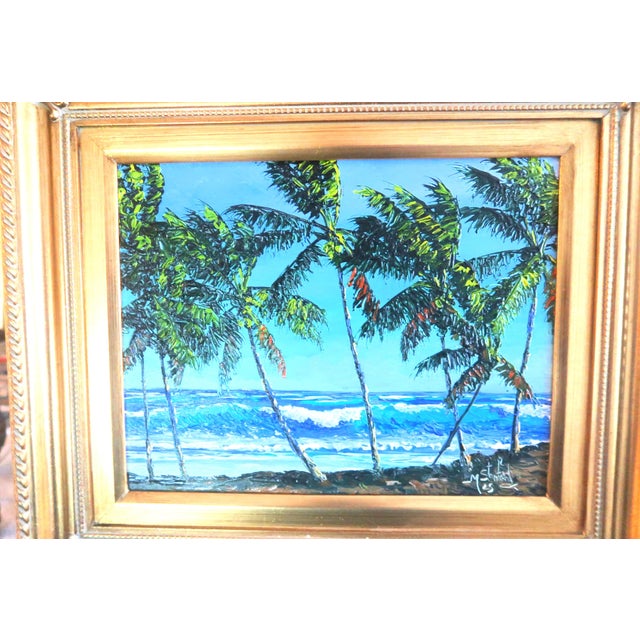 Mark Stanford (American B. 1959 - ) - Sculpture in Oils. "Coconut Trees on the Beach" Signed Oil on Canvas With Coa - For Sale - Image 10 of 14